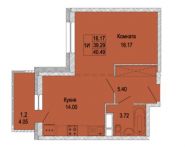 1-комнатная квартира площадью 40.49 кв.м, Правдинский гск, 4 | цена 2 448 835 руб. | www.metrprice.ru