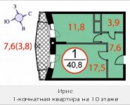 1-комнатная квартира площадью 40.8 кв.м, Фасадная, 2 | цена 3 672 000 руб. | www.metrprice.ru