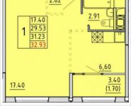 1-комнатная квартира площадью 32.9 кв.м, Рабочая улица, 6 | цена 2 619 334 руб. | www.metrprice.ru