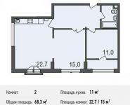 2-комнатная квартира площадью 69 кв.м, Ивановская ул., 1 | цена 5 873 500 руб. | www.metrprice.ru