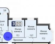3-комнатная квартира площадью 80.5 кв.м, бульвар Маршала Рокоссовского, 6к1А | цена 5 376 756 руб. | www.metrprice.ru