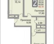 2-комнатная квартира площадью 63 кв.м, Лукино ул., 8 | цена 4 471 266 руб. | www.metrprice.ru