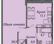 1-комнатная квартира площадью 47.9 кв.м, Ленинский пр-т, 4 | цена 4 592 652 руб. | www.metrprice.ru