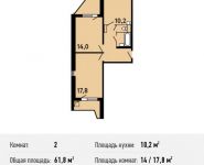 2-комнатная квартира площадью 61.8 кв.м, | цена 4 876 020 руб. | www.metrprice.ru