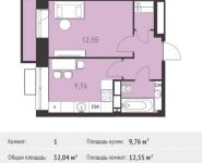 1-комнатная квартира площадью 32.04 кв.м,  | цена 2 954 088 руб. | www.metrprice.ru