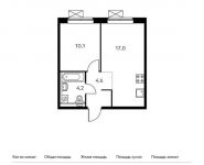 1-комнатная квартира площадью 35.9 кв.м, Ясеневая ул, 14 | цена 6 386 610 руб. | www.metrprice.ru