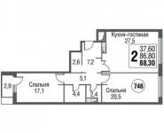 2-комнатная квартира площадью 88.7 кв.м, проезд Серебрякова, 11-13к1 | цена 15 888 334 руб. | www.metrprice.ru