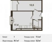 1-комнатная квартира площадью 39.1 кв.м, Ивановская улица, 1 | цена 3 479 900 руб. | www.metrprice.ru