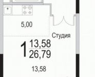 1-комнатная квартира площадью 26 кв.м, Барышевская Роща ул. | цена 2 826 345 руб. | www.metrprice.ru