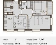 2-комнатная квартира площадью 60.1 кв.м, Каширское ш., 65 | цена 7 151 900 руб. | www.metrprice.ru