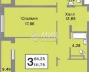 3-комнатная квартира площадью 111.8 кв.м,  | цена 14 950 000 руб. | www.metrprice.ru